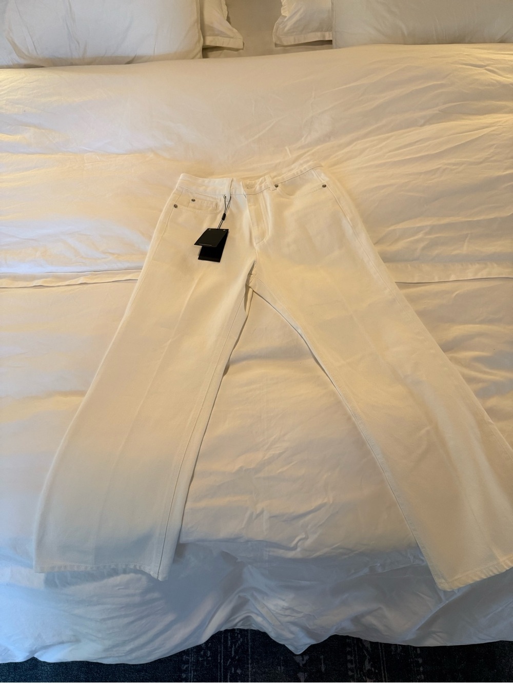 Massimo Dutti Cream Flare Jeans with Front Seam
